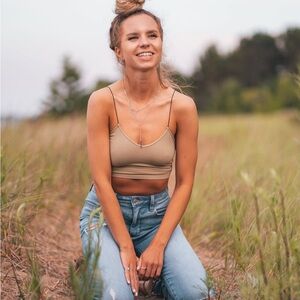 Green Spaghetti Strap Crop Top